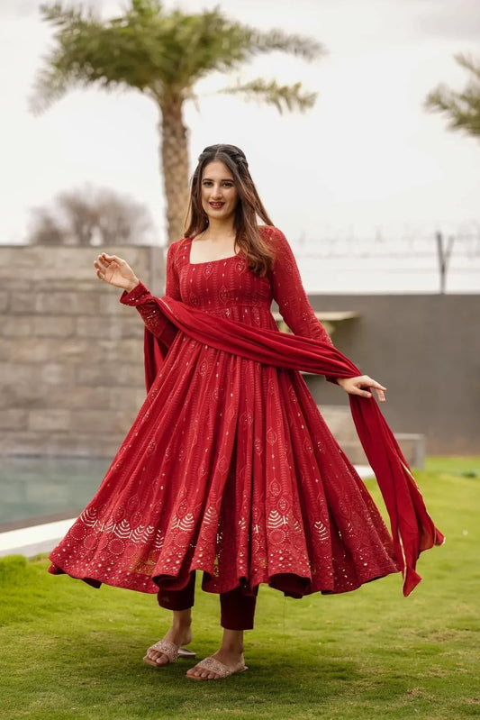 Manyata Premium Quality Maroon Red Anarkali Suit