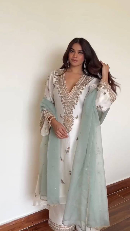 EID 🌙 EXCLUSIVE 3 PIECE PLAZZO PAIR WITH   DUPATTA