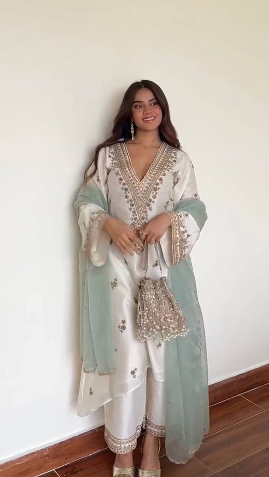 EID 🌙 EXCLUSIVE 3 PIECE PLAZZO PAIR WITH   DUPATTA