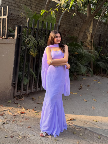 Pastel Lavender Designer Party Wear Cor-Set