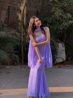 Pastel Lavender Designer Party Wear Cor-Set