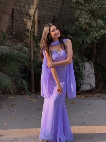 Pastel Lavender Designer Party Wear Cor-Set
