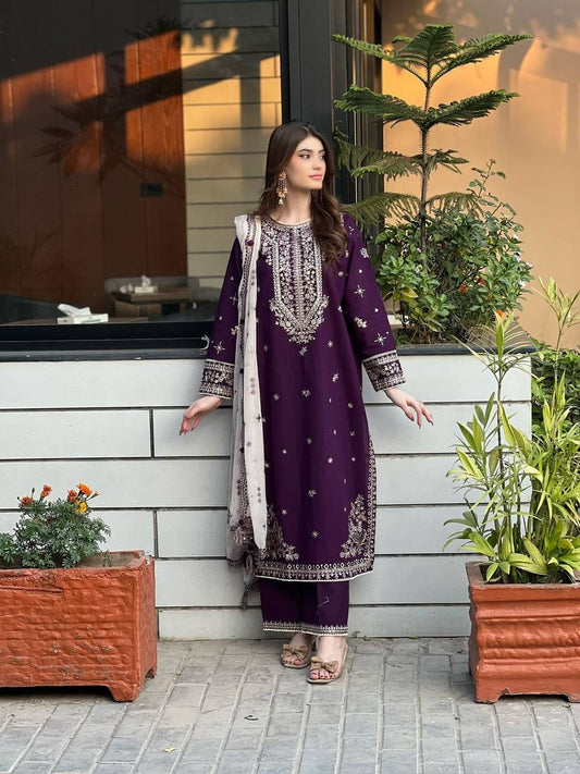 ✨ EID 🌙 EXCLUSIVE AND TRENDY FOR SEASON OUR SEQUENCE EMBROIDERY WORKED TOP, PANT AND DUPATTA ✨