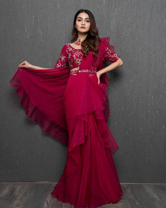 Beautiful Organza Silk Party Wear Saree